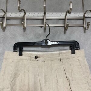 Paul Fredrick Shorts Men 33 Beige Linen Pleated Hybrid‎ Coastal Casual Golf Boho